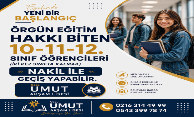 Örgün Eğitim Hakkı Biten 10, 11 ve 12. Sınıf Öğrencileri İçin Nakil İmkânı