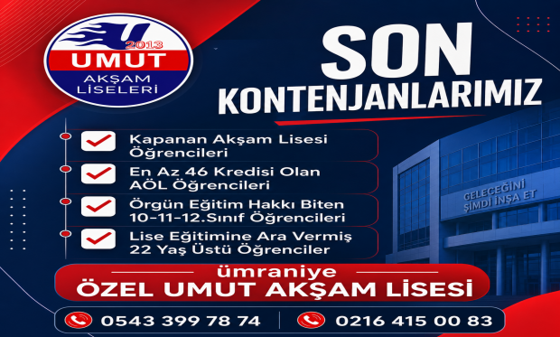 Akşam Lisesi Kayıtlarımızda Son Kontenjanlarımız